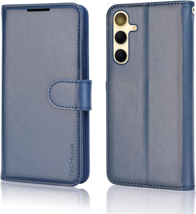 [Leather Wallet Case] Protective Cover with Cash & Card Holder, Stand and Wrist Strap For Samsung Galaxy S24 5G