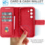 [Leather Wallet Case] Genuine Leather [RFID Blocking] Magnetic Flip Case with Card & Slots and Stand For Samsung Galaxy S24 Plus