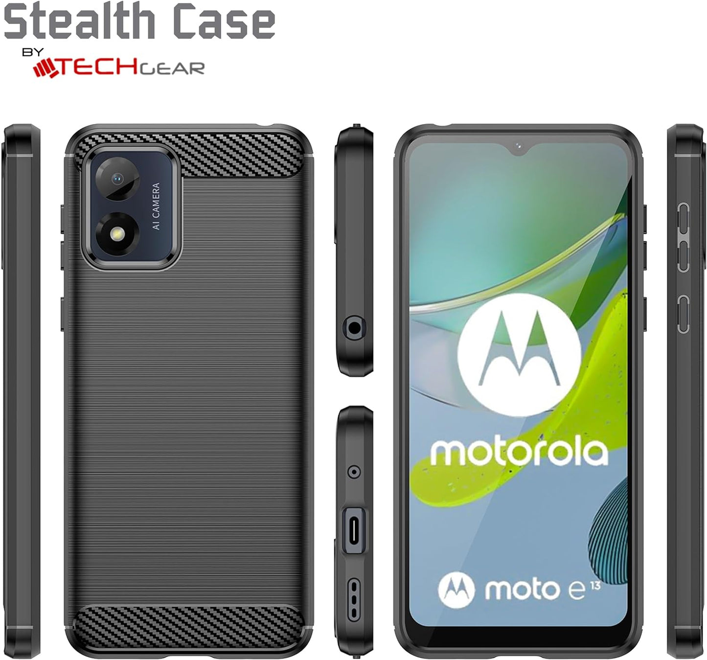 [Stealth Case] Motorola Moto E13 Soft Protective Slim Cover with Carbon Fibre Detailing