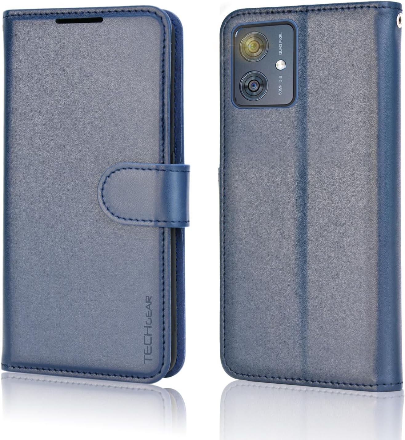 [Leather Wallet Case] Protective Cover with Cash & Card Holder, Stand and Wrist Strap For Motorola Moto G54 5G