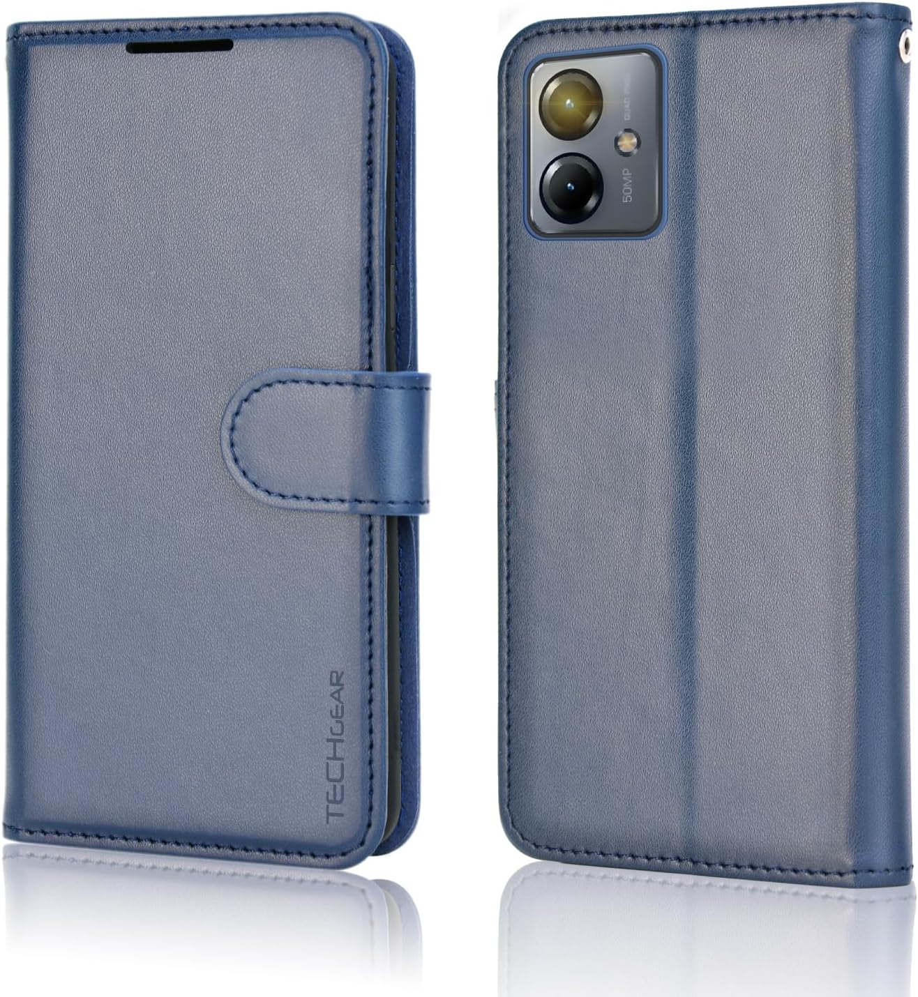 [Leather Wallet Case] Protective Cover with Cash & Card Holder, Stand and Wrist Strap For Motorola Moto G14