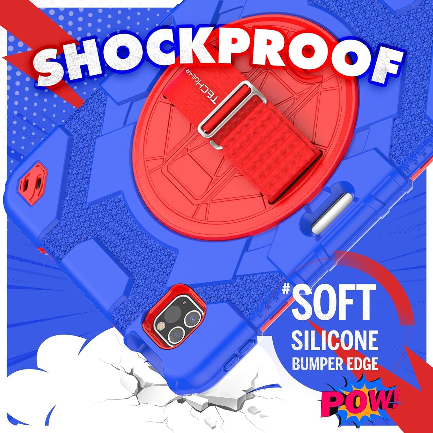 [SUPE Case] Tough Shockproof Fun Case with 360 Rotating Stand, Hand & Shoulder Strap for Apple iPad Air 10.9" 4th / 5th Gen & iPad Pro 11" 2022/2021