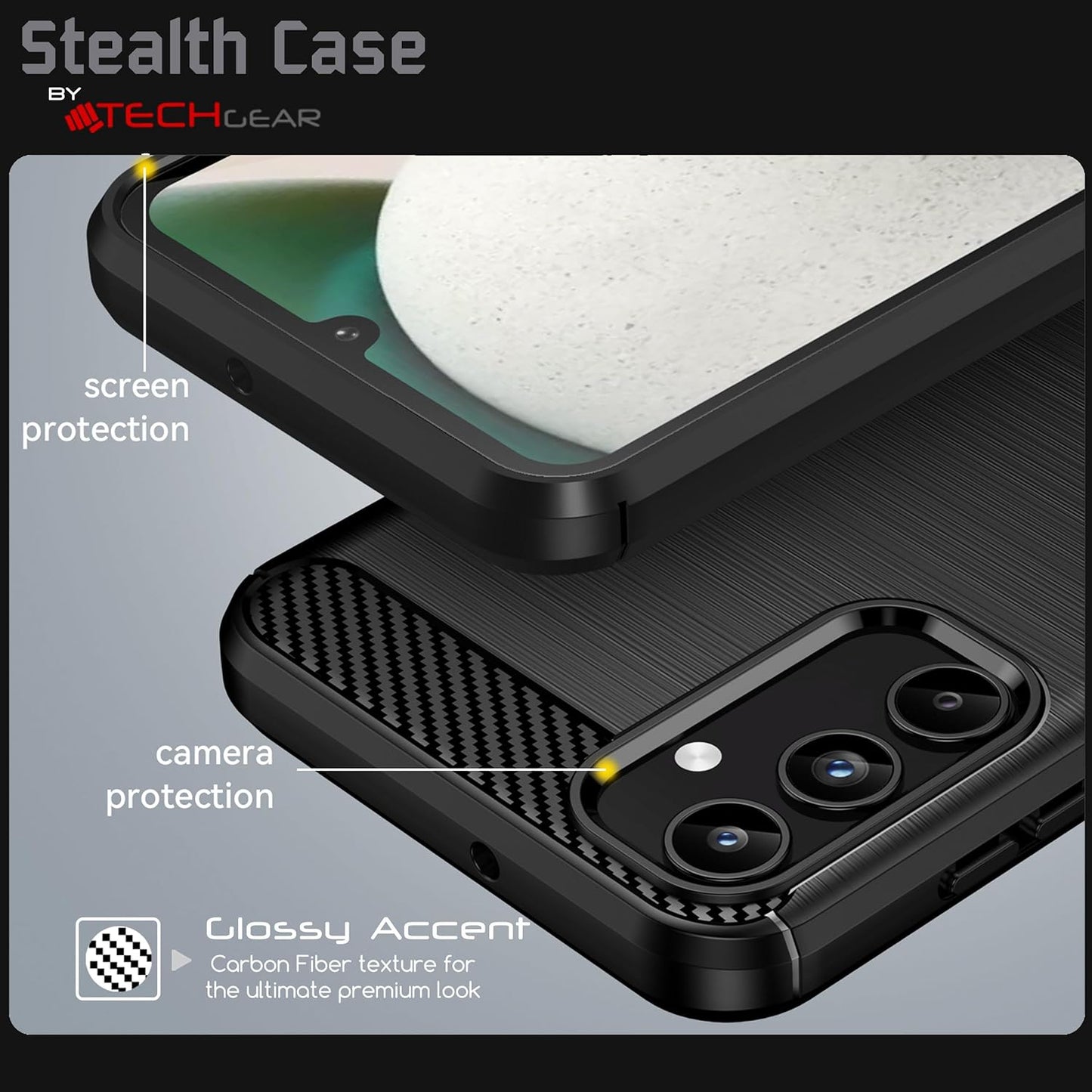 [Stealth Case] Samsung Galaxy A15 5g Soft Protective Slim Cover with Carbon Fibre Detailing