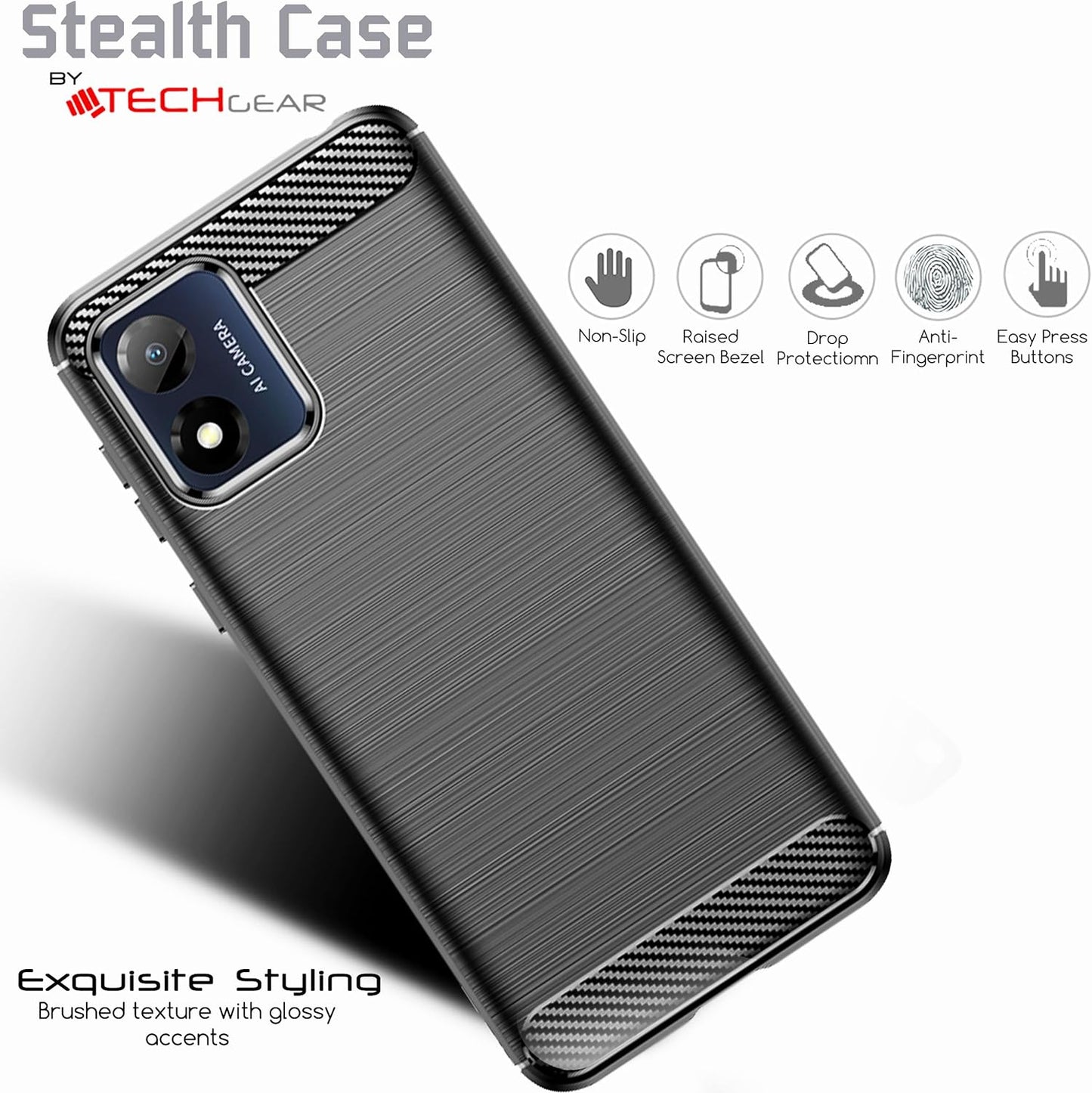 [Stealth Case] Motorola Moto E13 Soft Protective Slim Cover with Carbon Fibre Detailing