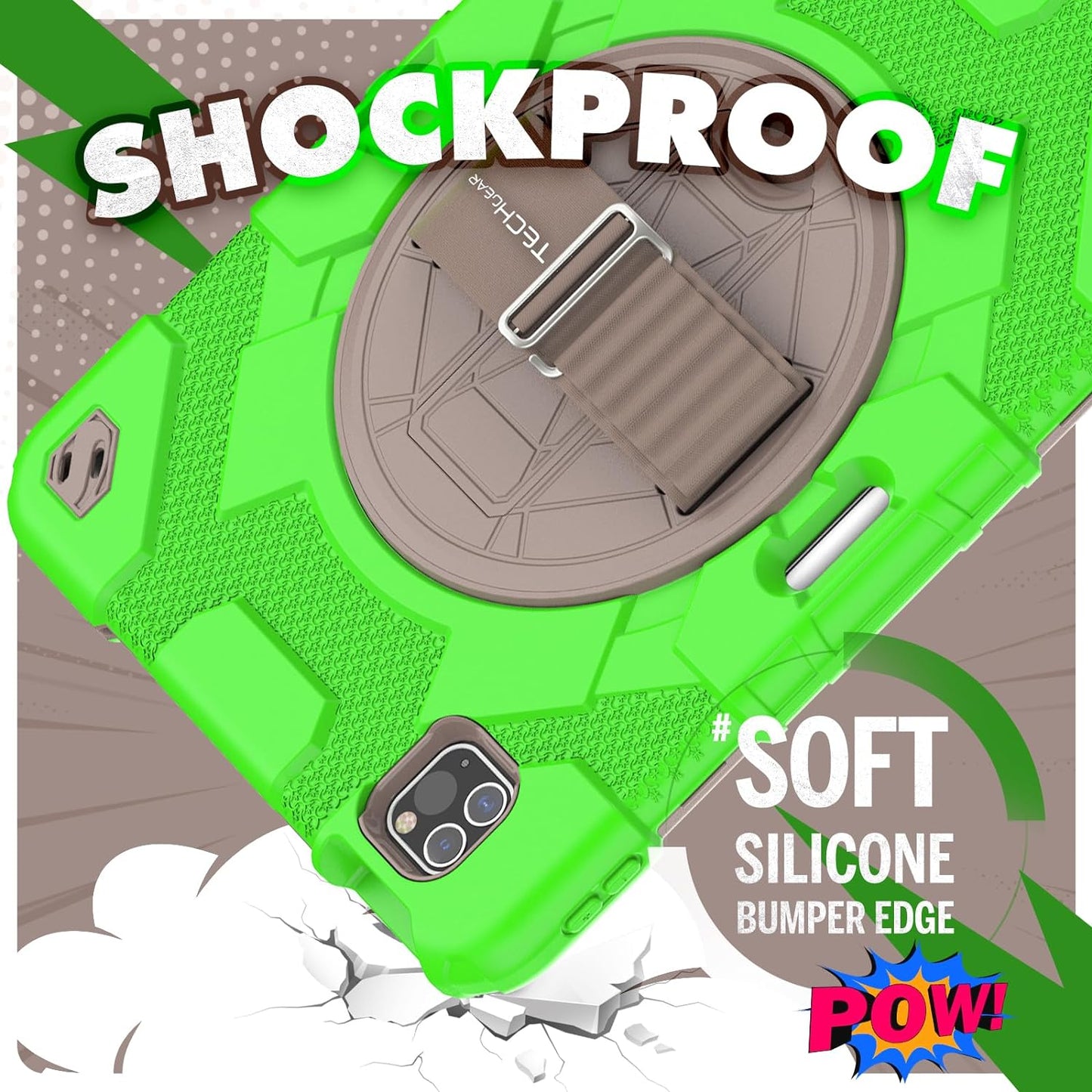 [SUPE Case] Tough Shockproof Fun Case with 360 Rotating Stand, Hand & Shoulder Strap for Apple iPad Air 10.9" 4th / 5th Gen & iPad Pro 11" 2022/2021