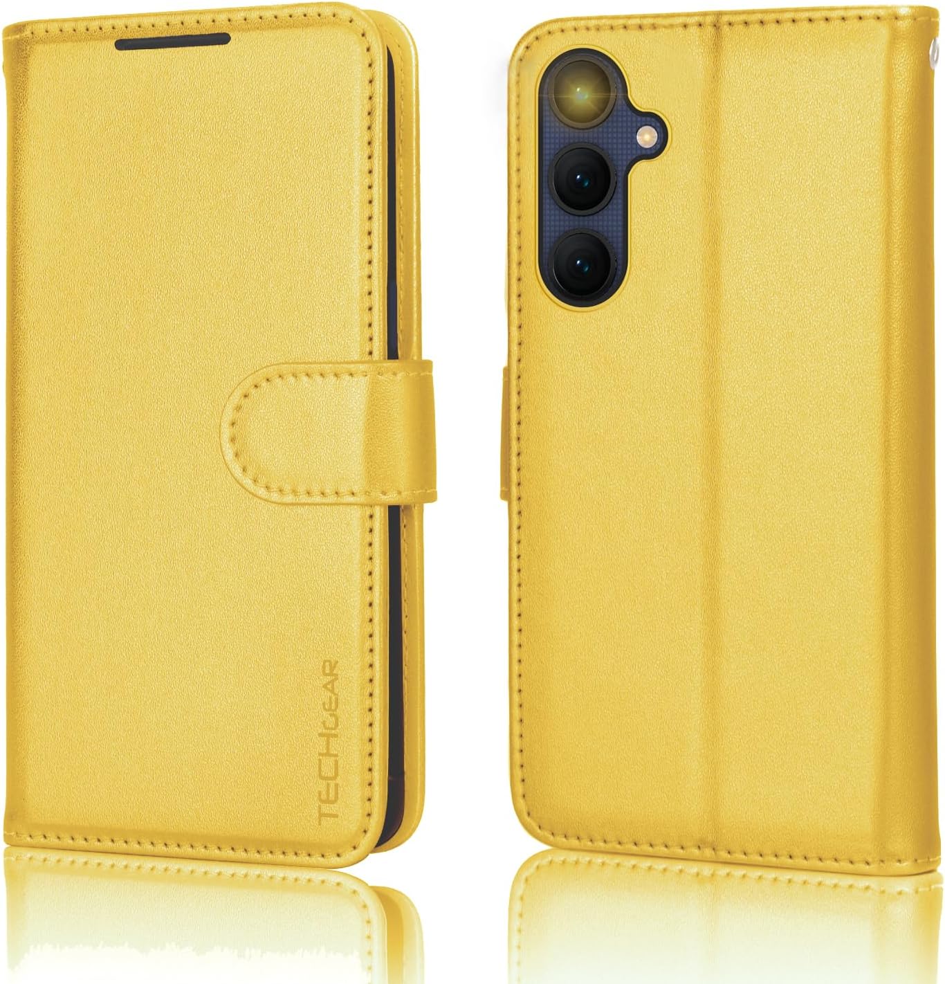 [Leather Wallet Case] Protective Cover with Cash & Card Holder, Stand and Wrist Strap For Samsung Galaxy A25 5G