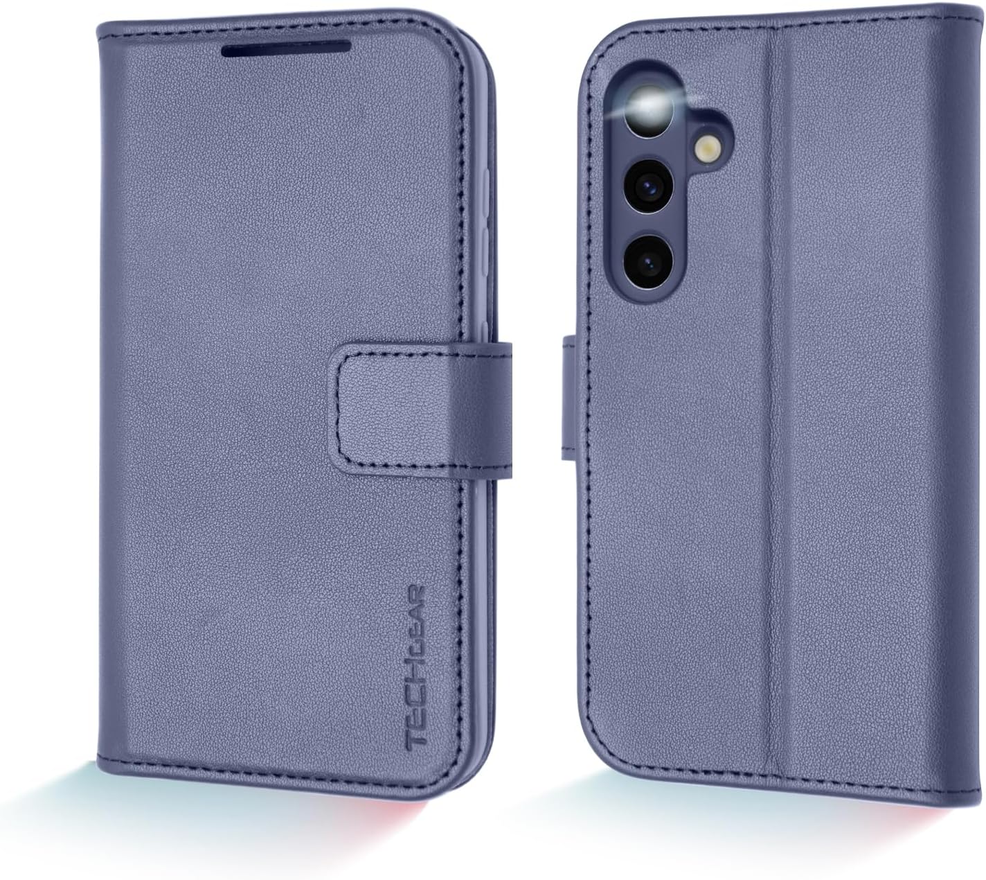 [Leather Wallet Case] Genuine Leather [RFID Blocking] Magnetic Flip Case with Card & Slots and Stand For Samsung Galaxy S24 5G