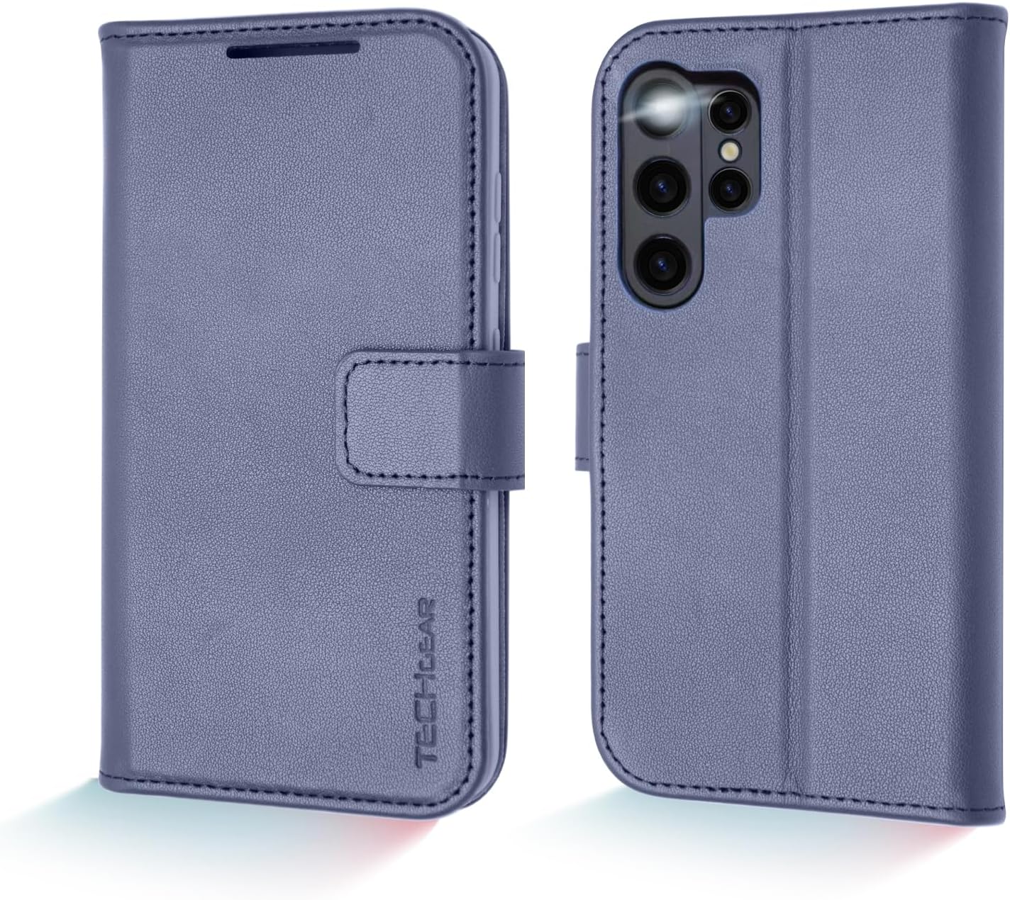 [Leather Wallet Case] Genuine Leather [RFID Blocking] Magnetic Flip Case with Card & Slots and Stand For Samsung Galaxy S24 Ultra