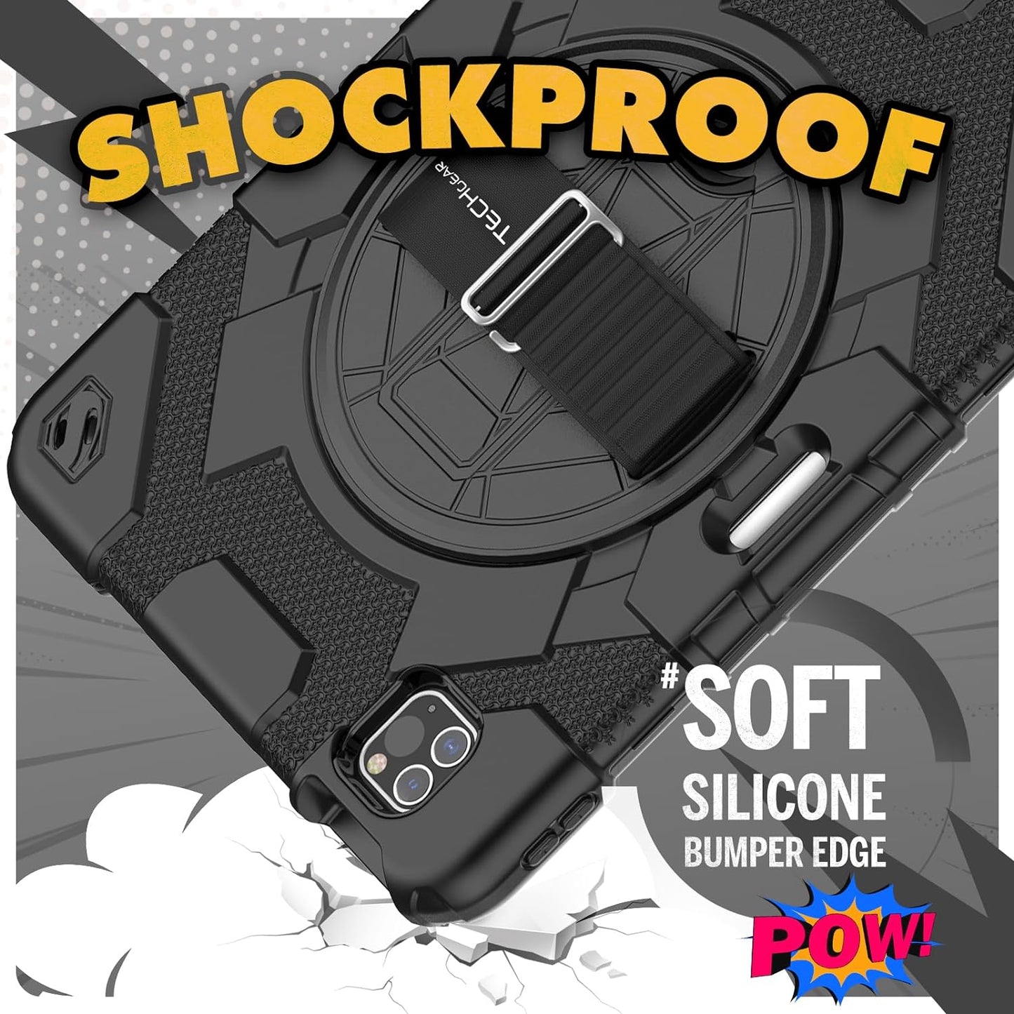 [SUPE Case] Tough Shockproof Fun Case with 360 Rotating Stand, Hand & Shoulder Strap for Apple iPad Air 10.9" 4th / 5th Gen & iPad Pro 11" 2022/2021