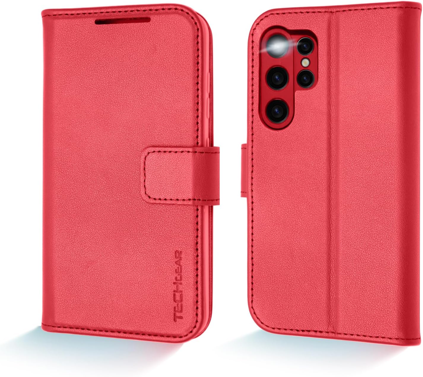 [Leather Wallet Case] Genuine Leather [RFID Blocking] Magnetic Flip Case with Card & Slots and Stand For Samsung Galaxy S24 Ultra