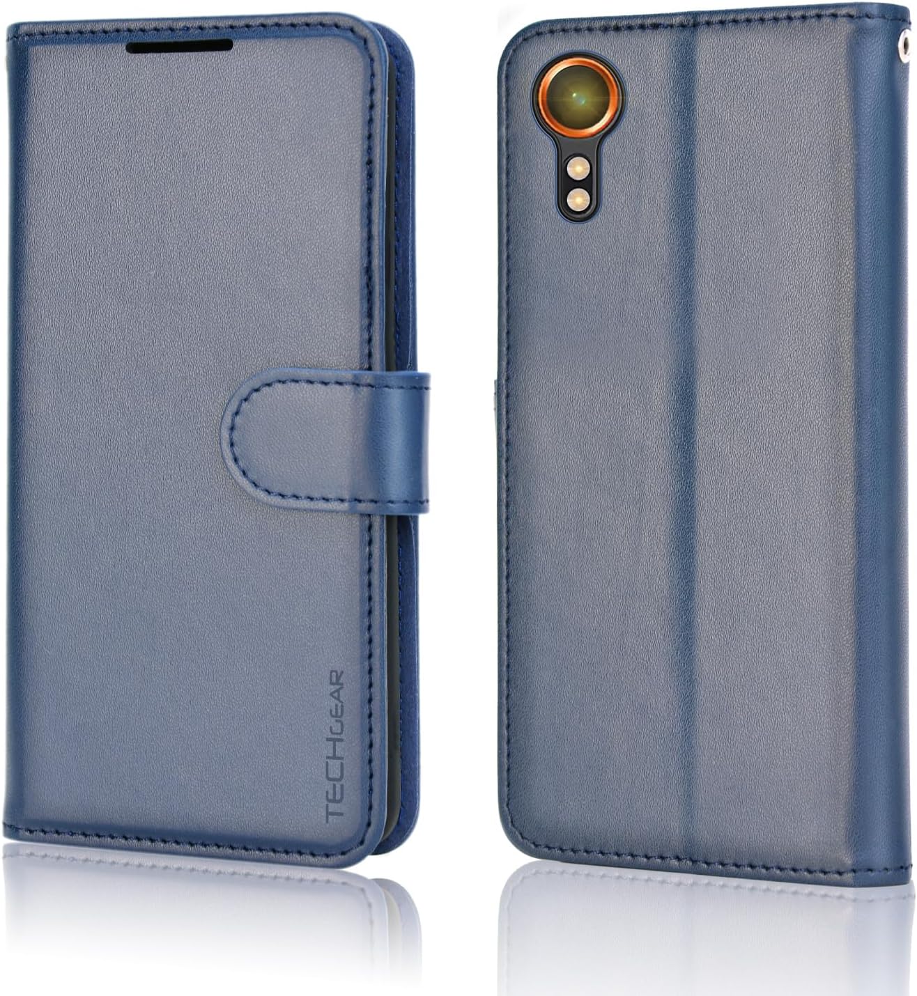 [Leather Wallet Case] Protective Cover with Cash & Card Holder, Stand and Wrist Strap For Samsung XCover 7 5G