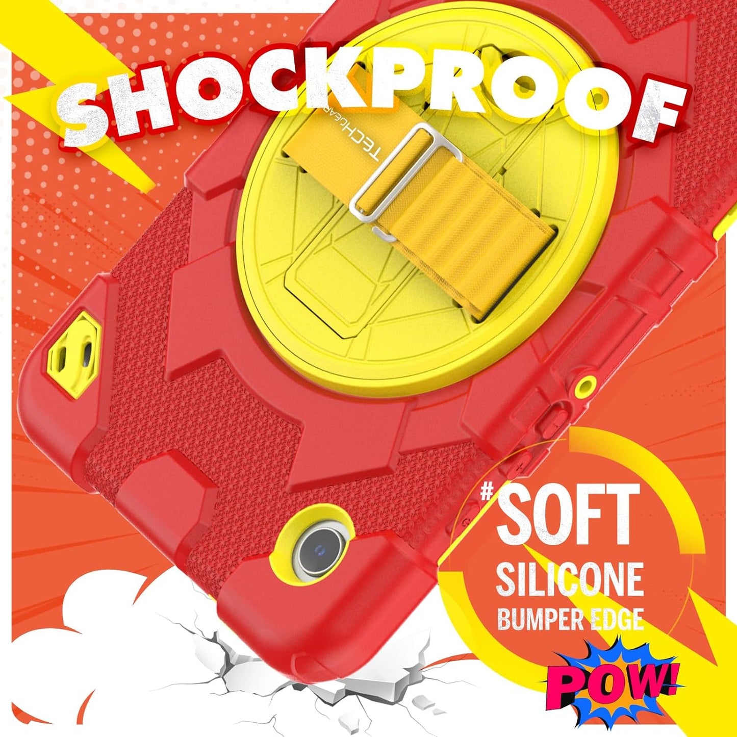 [SUPE Case] Tough Shockproof Fun Case with 360 Rotating Stand, Hand & Shoulder Strap for Samsung Galaxy Tab A9 8.7" (SM-X110 / SM-X115)
