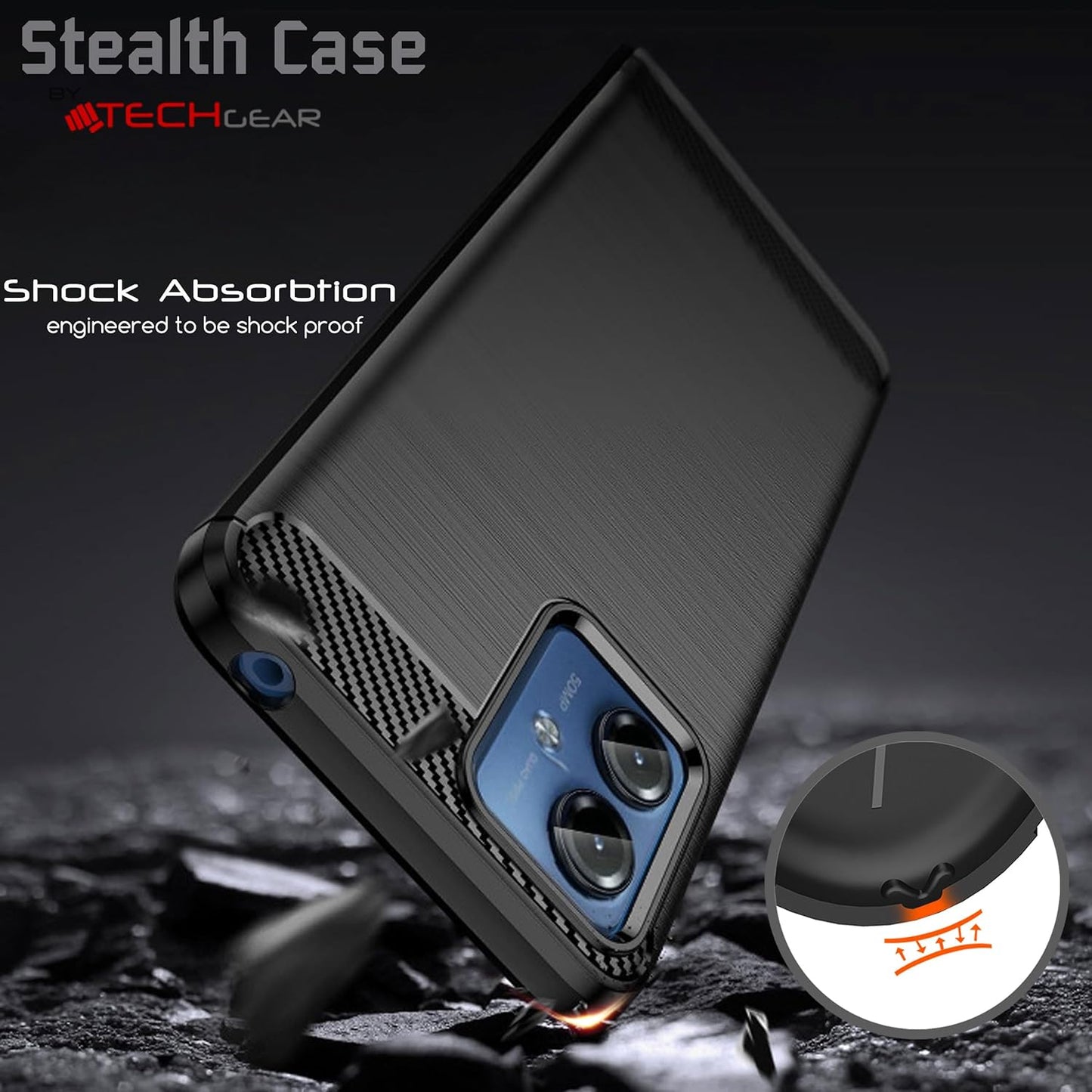 [Stealth Case] Premium Shockproof Soft Slim Cover with Carbon Fibre Effect For Motorola Moto G14