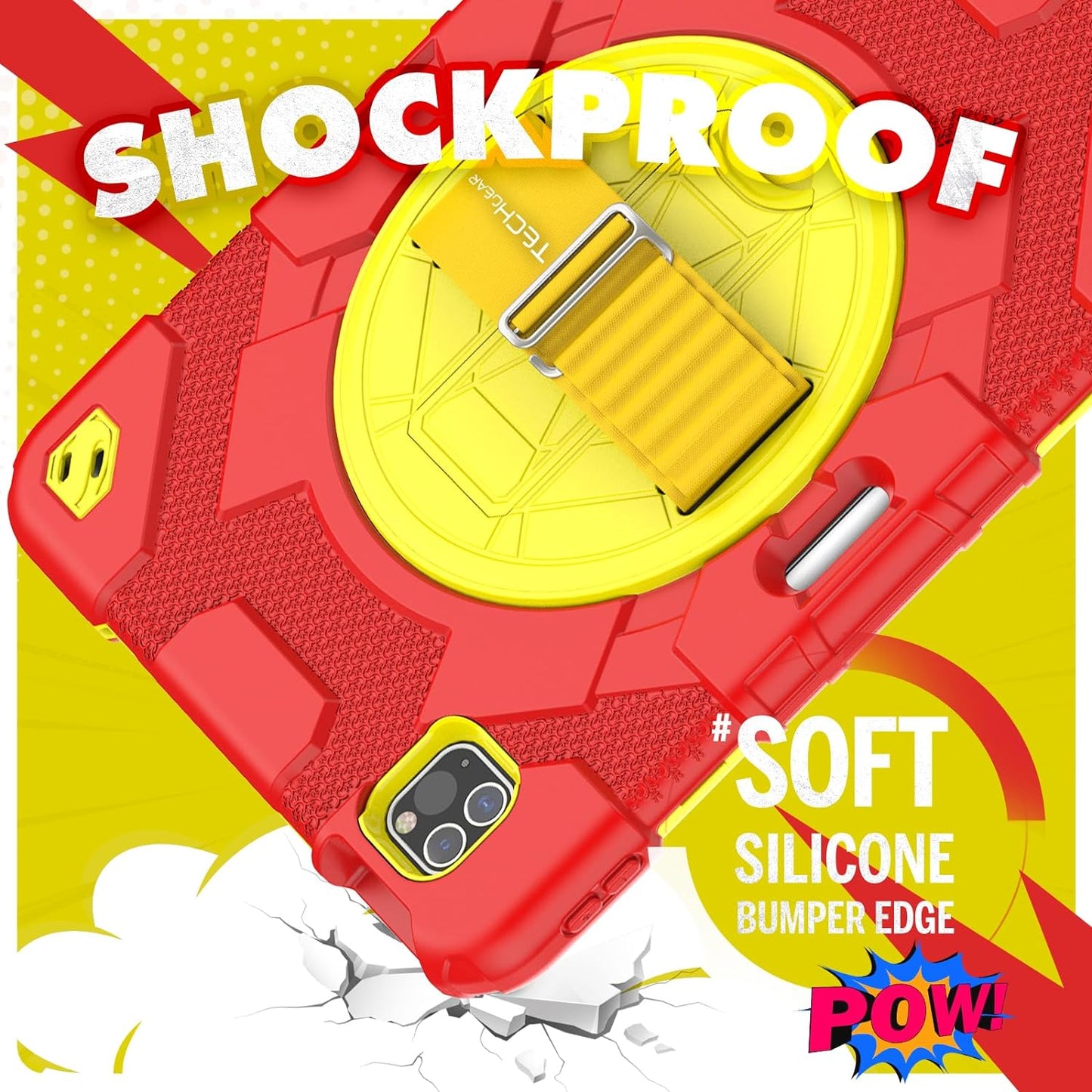 [SUPE Case] Tough Shockproof Fun Case with 360 Rotating Stand, Hand & Shoulder Strap for Apple iPad Air 10.9" 4th / 5th Gen & iPad Pro 11" 2022/2021
