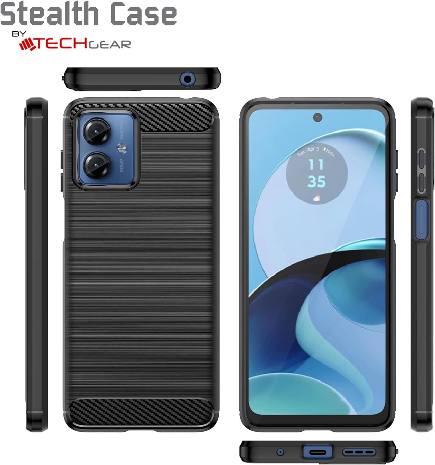 [Stealth Case] Premium Shockproof Soft Slim Cover with Carbon Fibre Effect For Motorola Moto G14