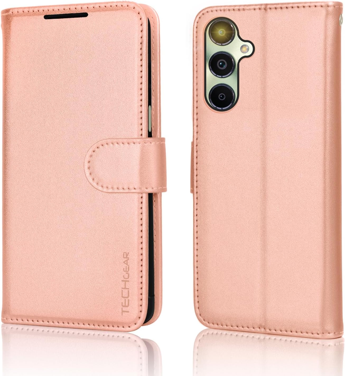 [Leather Wallet Case] Protective Cover with Cash & Card Holder, Stand and Wrist Strap For Samsung Galaxy A05s