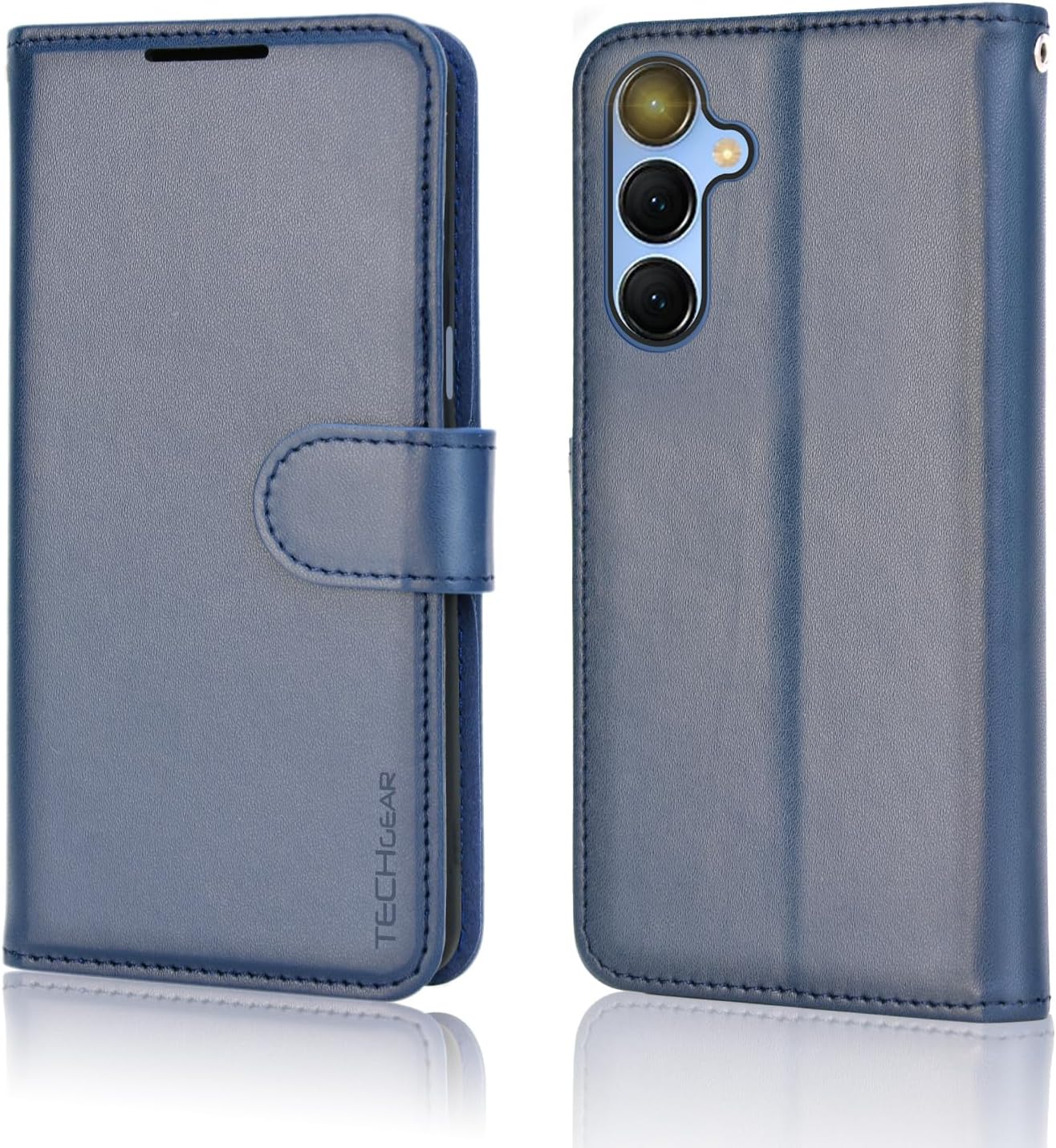 [Leather Wallet Case] Protective Cover with Cash & Card Holder, Stand and Wrist Strap For Samsung Galaxy A15 5g