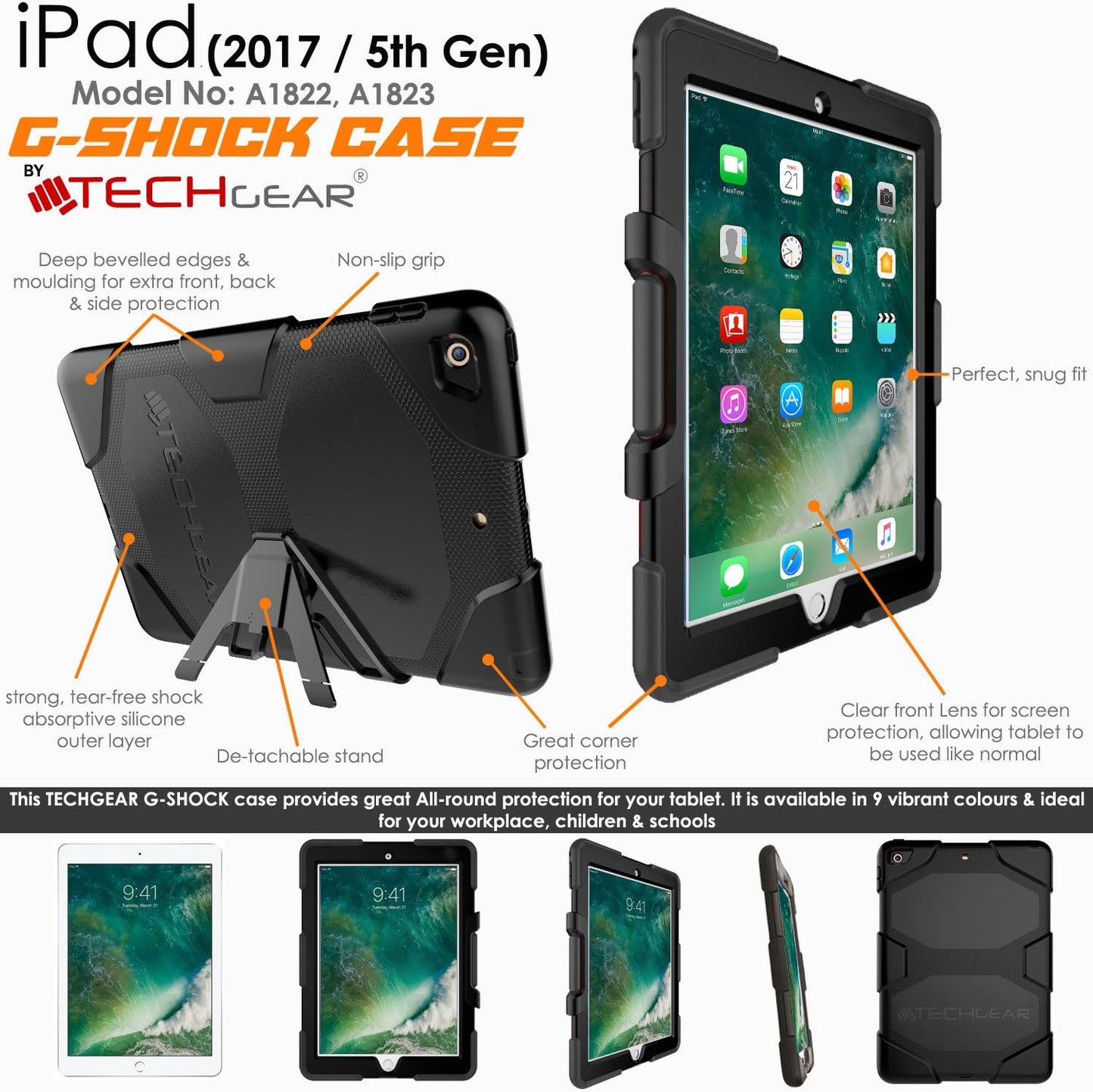 [G-SHOCK Case] Heavy Duty Long Survival Screen Protector Case for iPad 9.7" 2018 / 2017