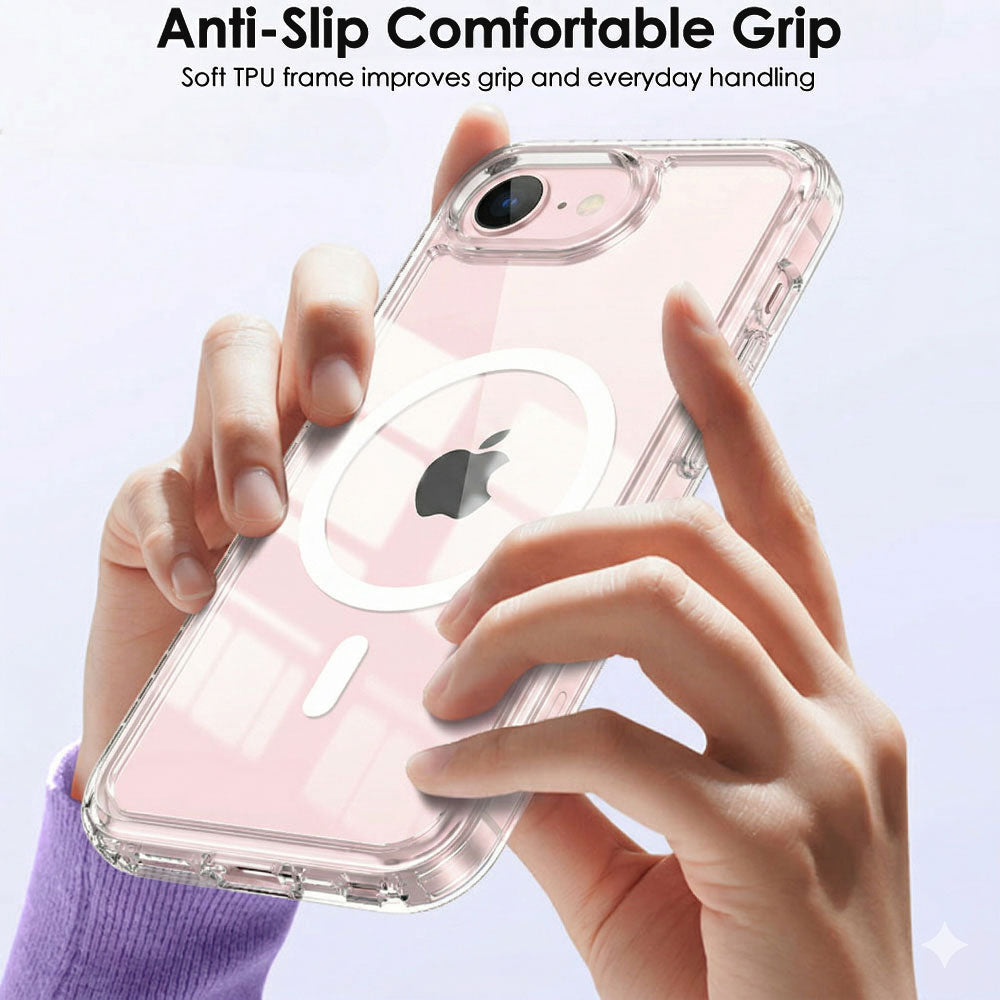 TECHGEAR Clear Magnetic Case for iPhone 17e / iPhone 16e - MagSafe Compatible Shockproof Hybrid Phone Case with Hard Clear Back, TPU Bumper and Slim Transparent Protection
