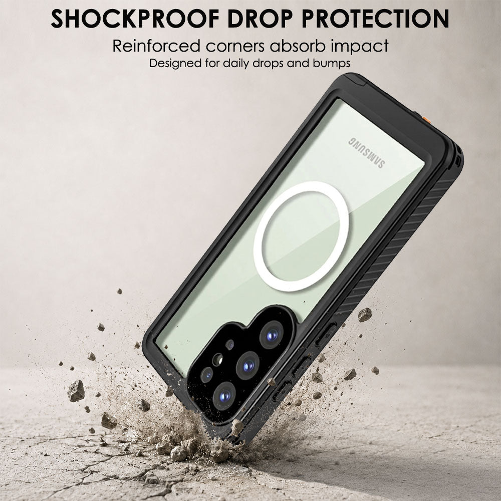 TECHGEAR Waterproof Magnetic Case for Samsung Galaxy S25 Ultra – IP68 Shockproof 360° Full Body Sealed Cover with Built-In Screen Protector