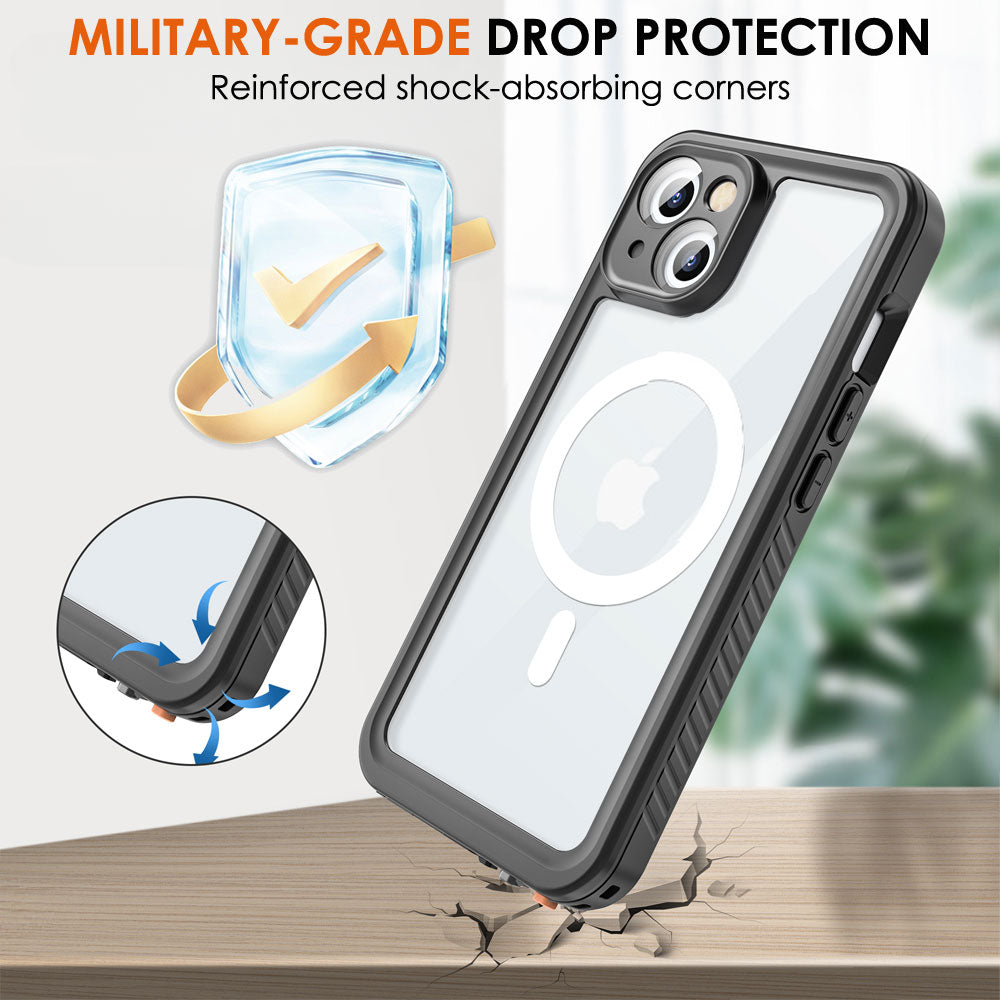 TECHGEAR Waterproof MagSafe Charging Case for iPhone 15 6.1" – IP68 Shockproof 360° Full Body Sealed Cover with Built-In Screen Protector