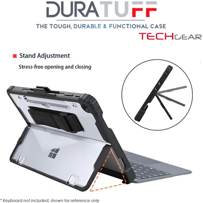 [DuraTUFF Case] Tough Rugged HEAVY DUTY Armour Shockproof Impact Case with Hand Strap, Shoulder Strap & Stand Cover for Microsoft Surface Pro 12 (12", 2025)