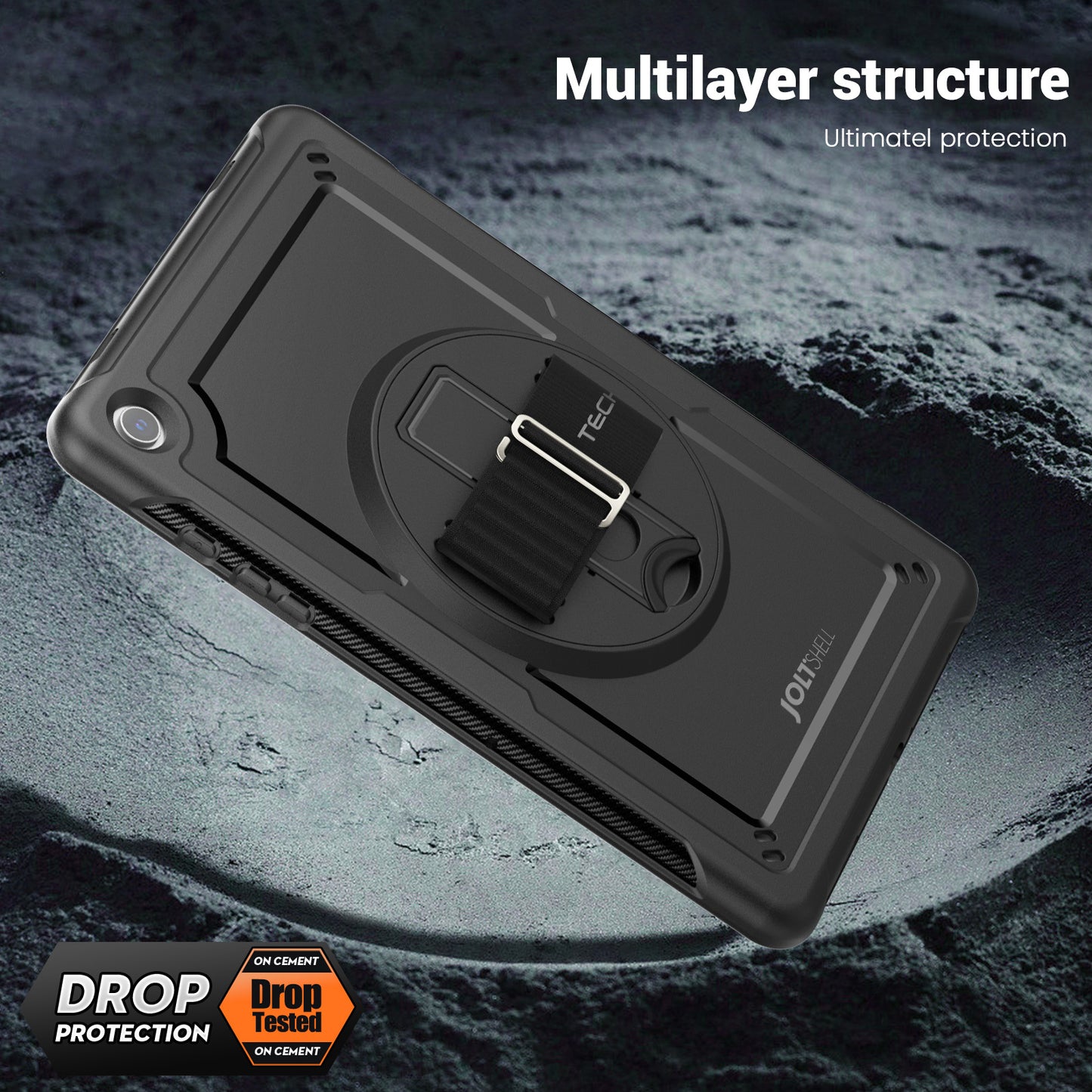 TECHGEAR JOLT Case for Samsung Galaxy Tab A11+ (A11 Plus) 11" (SM-X230 / SM-X236) – Slim Rugged Case with 360° Stand, Hand Strap & Shoulder Strap