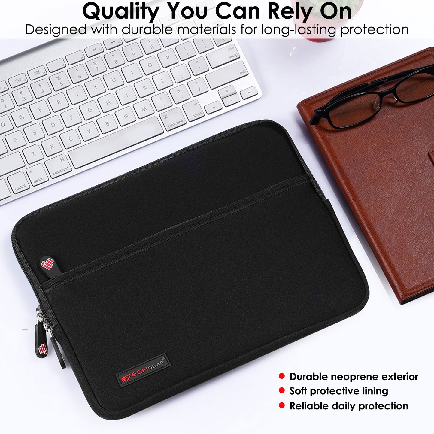 TECHGEAR Tablet Sleeve Case 7–13 Inch - Shockproof Neoprene Pouch with Bubble Protection, Zip Pocket, Slim Protective iPad Samsung Tablet Laptop Sleeve