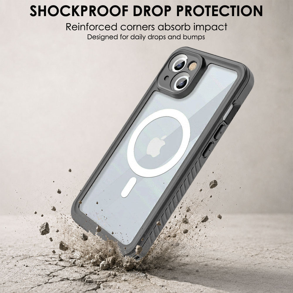 TECHGEAR Waterproof MagSafe Charging Case for iPhone 15 6.1" – IP68 Shockproof 360° Full Body Sealed Cover with Built-In Screen Protector