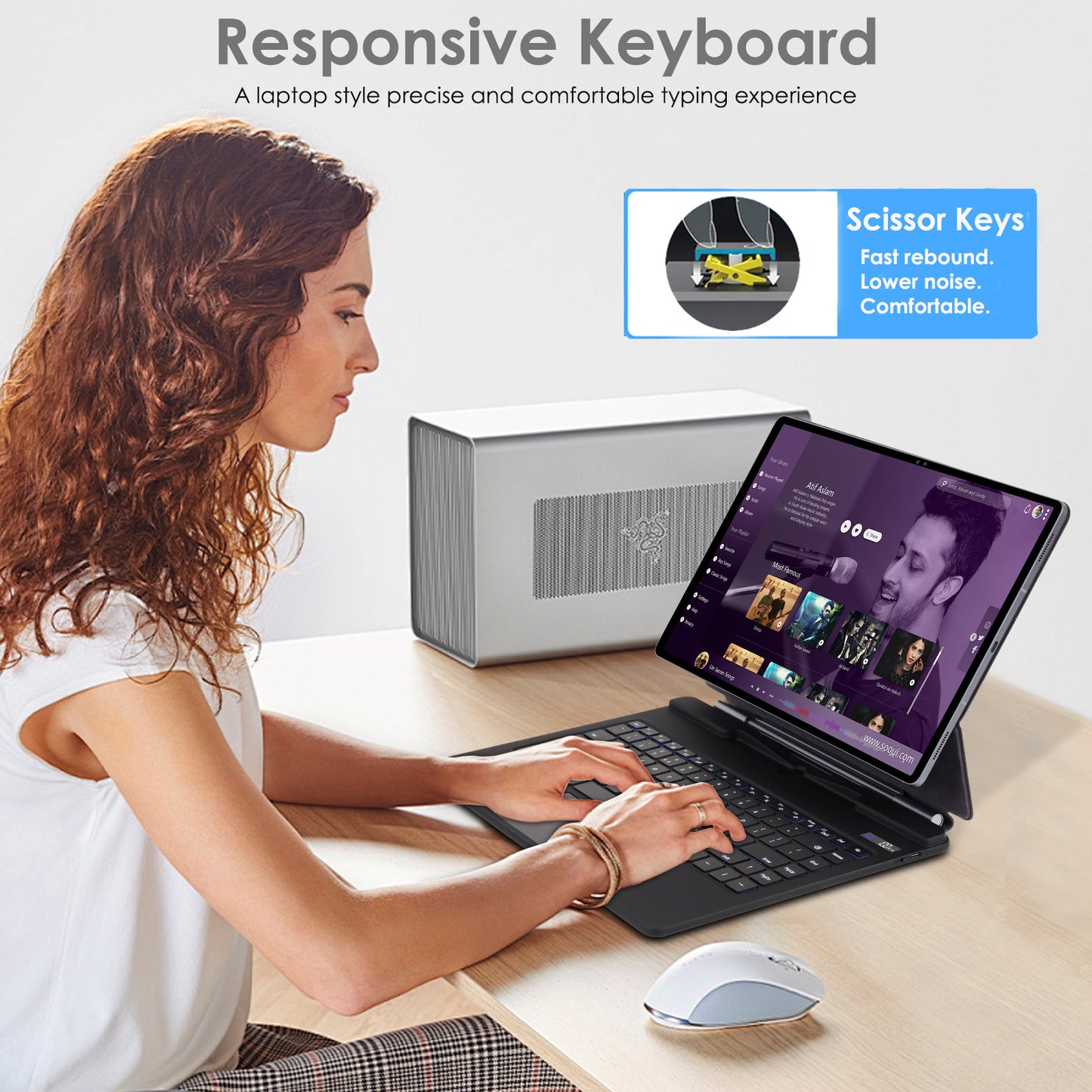 [Magic Keyboard] Magnetic Floating Stand, Precision Multi-Touch Trackpad, 7 Color Backlight, UK QWERTY for Samsung Galaxy Tab S10 Ultra, S9 Ultra, S8 Ultra 14.6" (X920 / X910 / X900 Series)