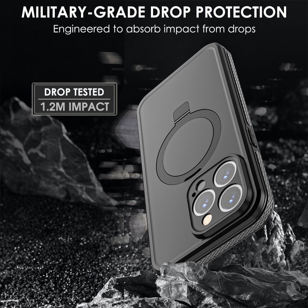 TECHGEAR Waterproof Magnetic Stand Case for iPhone 15 Pro 6.1" – IP68 Shockproof MagSafe Compatible Cover