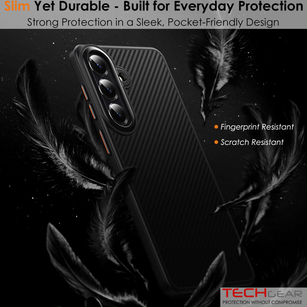 TECHGEAR Carbon Fibre Case for Samsung Galaxy S26 - Magnetic Slim Shockproof Hard Back Cover, Wireless Charging Compatible