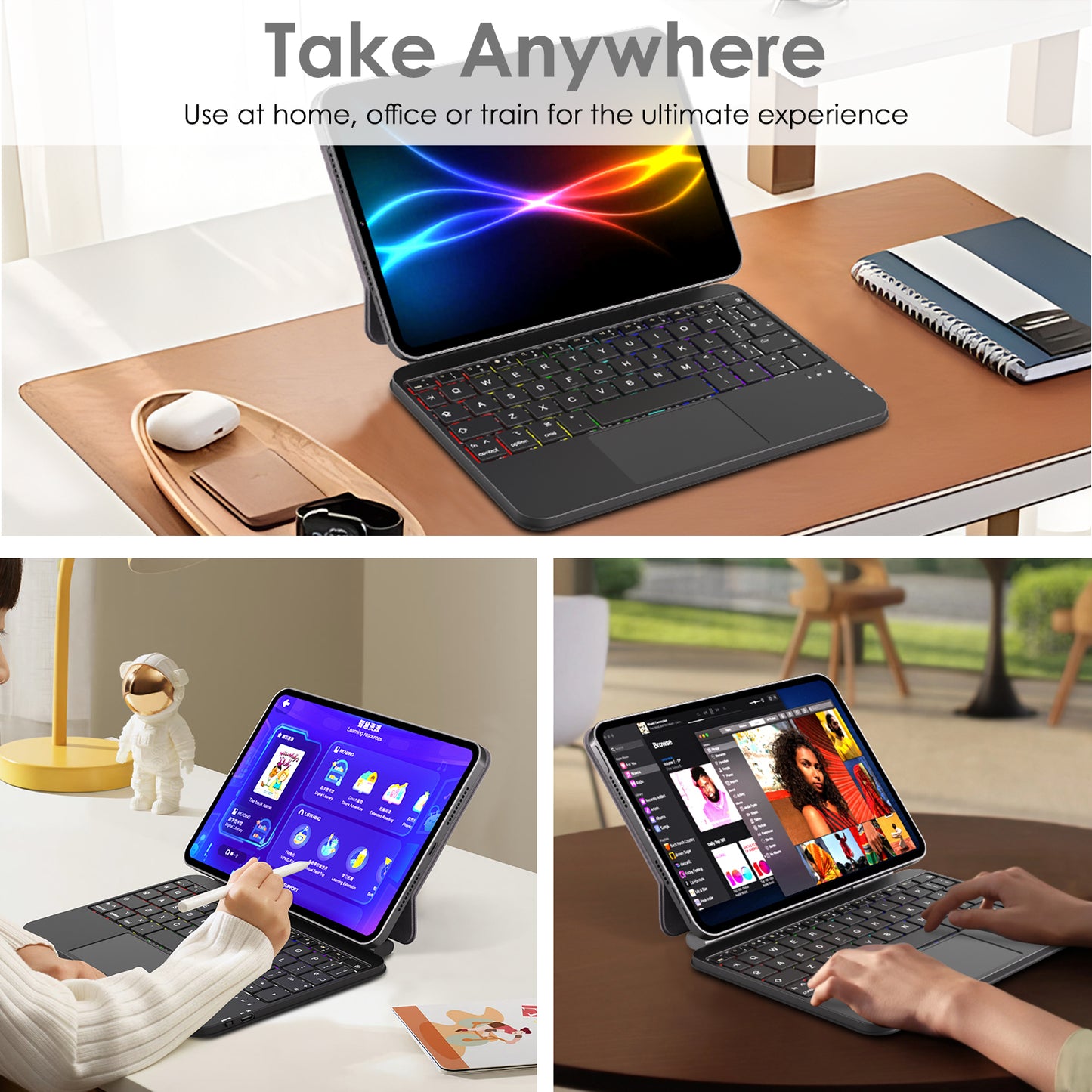 TECHGEAR Magic Keyboard Case for iPad Mini 7 (A17 Pro) & Mini 6 – Magnetic Floating Stand, Trackpad, 7-Colour Backlit UK QWERTY, Slim Portable Folio