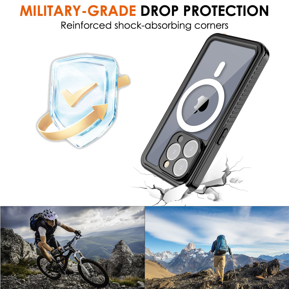 TECHGEAR Waterproof MagSafe Charging Case for iPhone 15 Pro 6.1" – IP68 Shockproof 360° Full Body Sealed Cover with Built-In Screen Protector