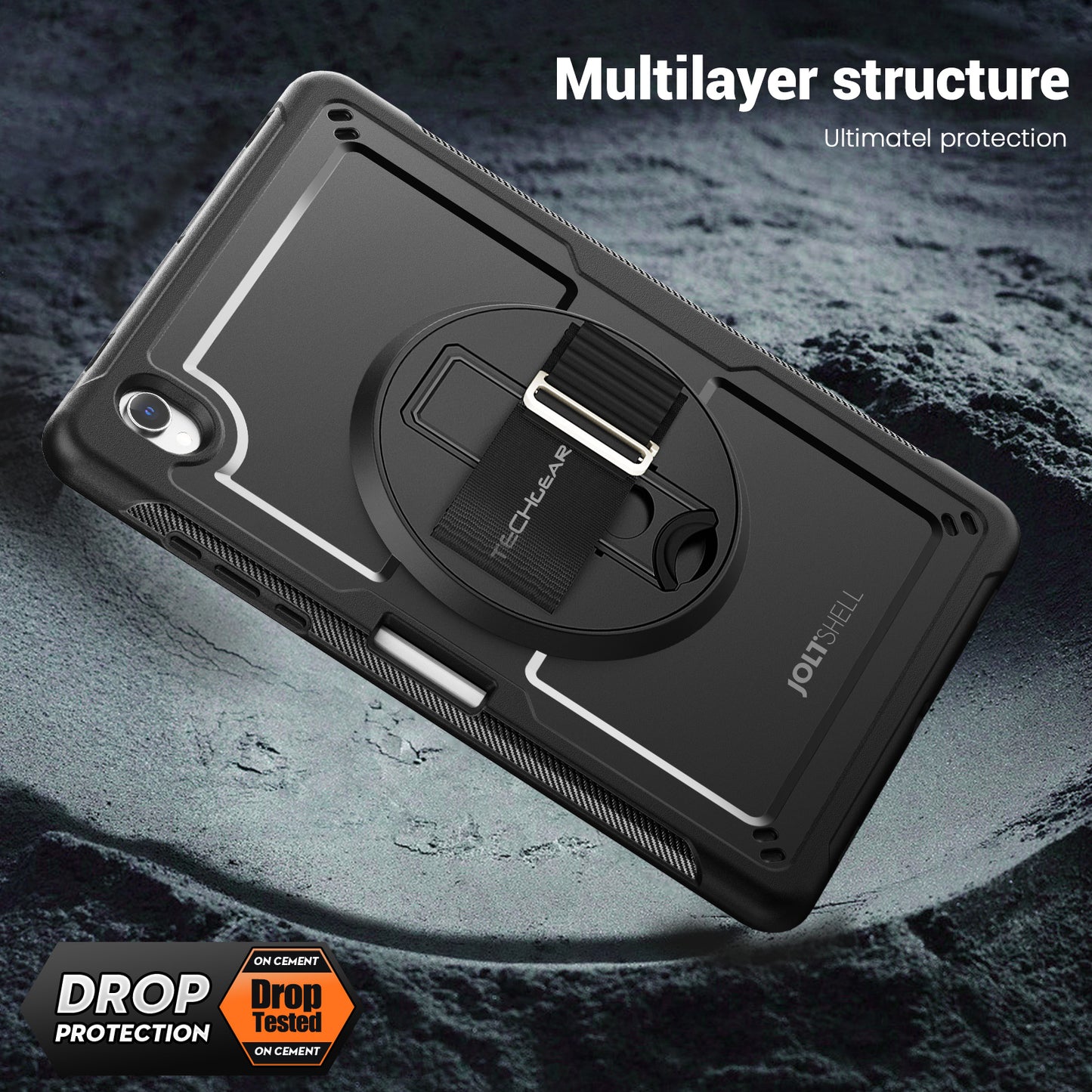 TECHGEAR JOLT Case for Samsung Galaxy Tab S11 11" (SM-X730 / SM-X736) – Slim Rugged Case with S-Pen Holder, 360° Stand, Hand Strap & Shoulder Strap