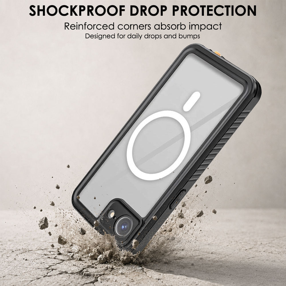 TECHGEAR Waterproof Magnetic Case for iPhone 17e & iPhone 16e 6.1" – IP68 Shockproof 360° Full Body Sealed Cover with Built-In Screen Protector