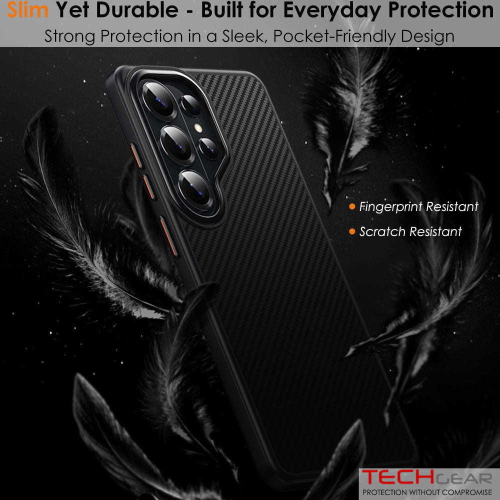 TECHGEAR Carbon Fibre Case for Samsung Galaxy S26 Ultra - Magnetic Slim Shockproof Hard Back Cover, Wireless Charging Compatible