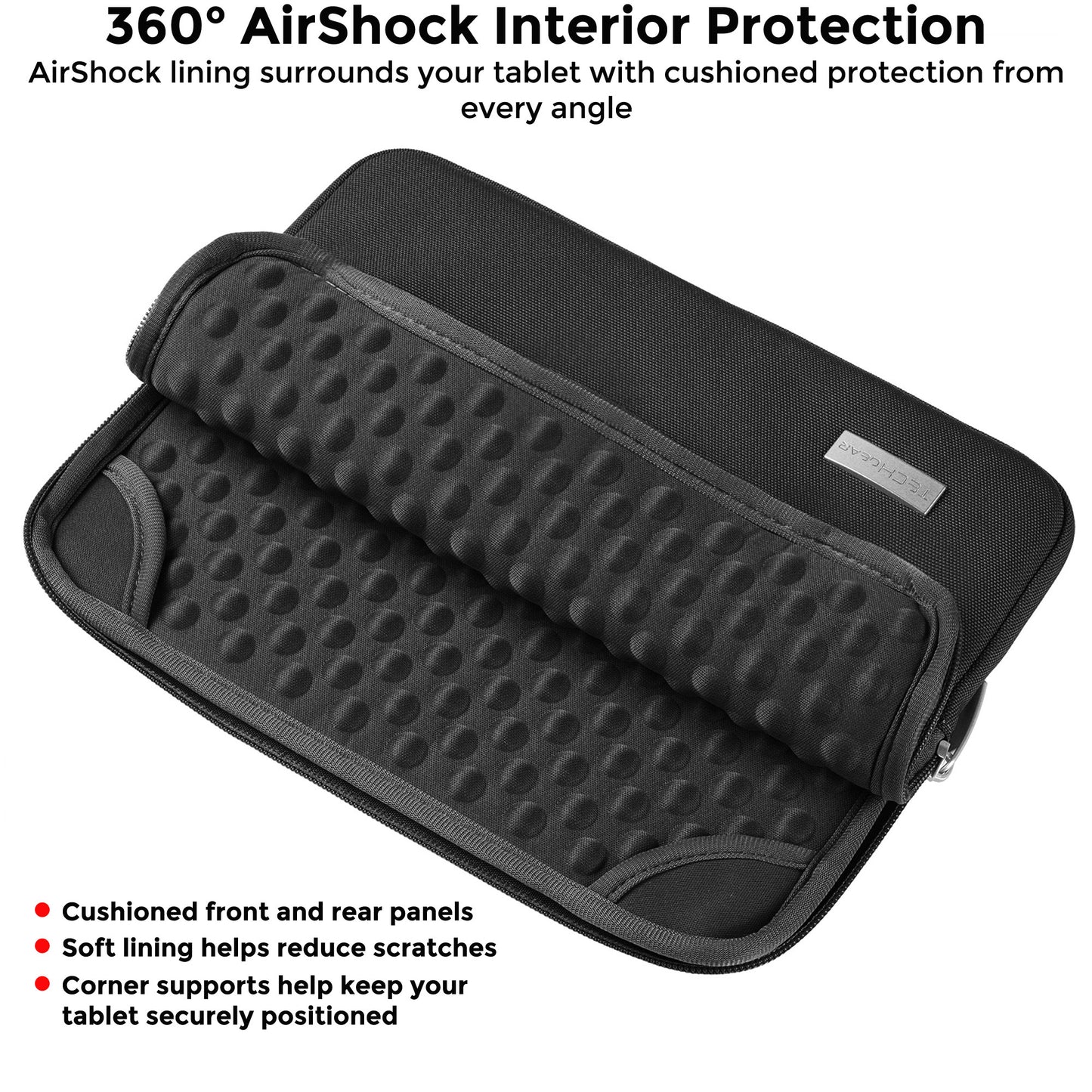 TECHGEAR AirShock Universal Tablet Sleeve | Shockproof Protective Sleeve Case for 7-13 Inch Tablets | Water-Resistant Oxford Fabric with Front Storage Pocket