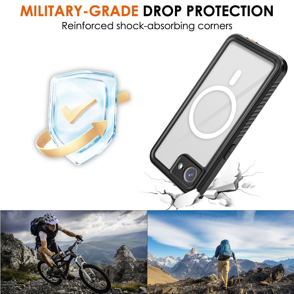 TECHGEAR Waterproof Magnetic Case for iPhone 16e 6.1" – IP68 Shockproof 360° Full Body Sealed Cover with Built-In Screen Protector