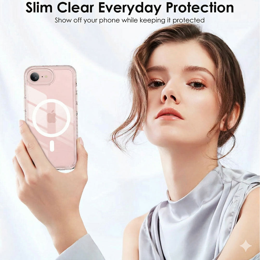 TECHGEAR Clear Magnetic Case for iPhone 17e / iPhone 16e - MagSafe Compatible Shockproof Hybrid Phone Case with Hard Clear Back, TPU Bumper and Slim Transparent Protection