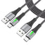 TECHGEAR 60 W USB-A to USB-C Fast Charging Cable with LED Light – 3A QC 3.0, Nylon Braided, 0.3 m | 1 m | 2 m | 3 m | 2 Pack | 3 Pack