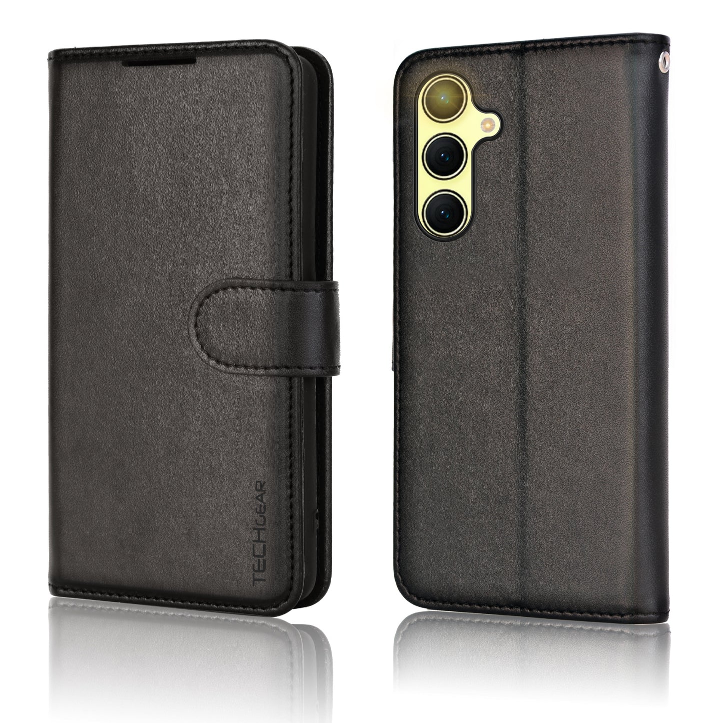 TECHGEAR RFID Wallet Case for Samsung Galaxy A57 5G / A57 4G – Premium PU Leather Flip Cover with Card Slots, Clear ID Window, Kickstand & Wrist Strap