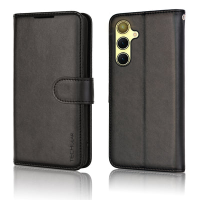 TECHGEAR RFID Wallet Case for Samsung Galaxy A57 5G / A57 4G – Premium PU Leather Flip Cover with Card Slots, Clear ID Window, Kickstand & Wrist Strap
