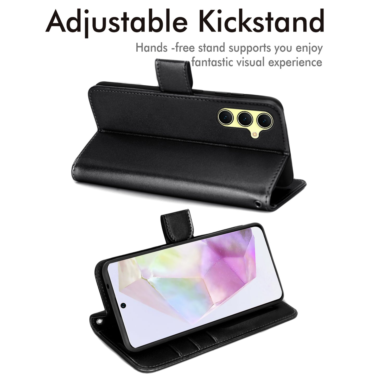 TECHGEAR RFID Wallet Case for Samsung Galaxy A57 5G / A57 4G – Premium PU Leather Flip Cover with Card Slots, Clear ID Window, Kickstand & Wrist Strap