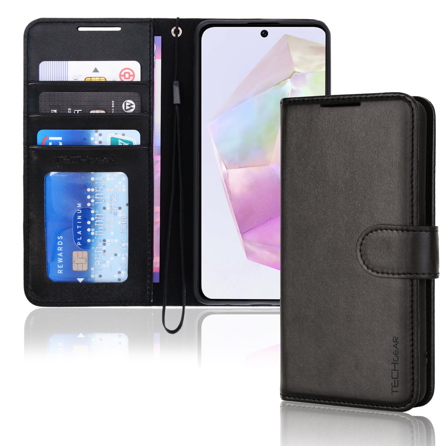 TECHGEAR RFID Wallet Case for Samsung Galaxy A37 5G / A37 4G – Premium PU Leather Flip Cover with Card Slots, Clear ID Window, Kickstand & Wrist Strap