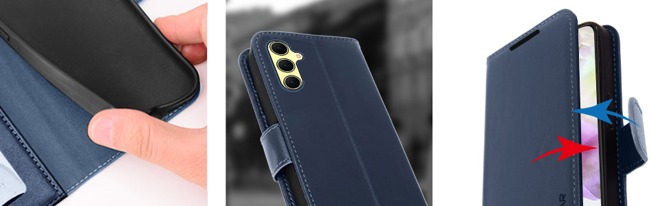 TECHGEAR RFID Wallet Case for Samsung Galaxy A37 5G / A37 4G – Premium PU Leather Flip Cover with Card Slots, Clear ID Window, Kickstand & Wrist Strap