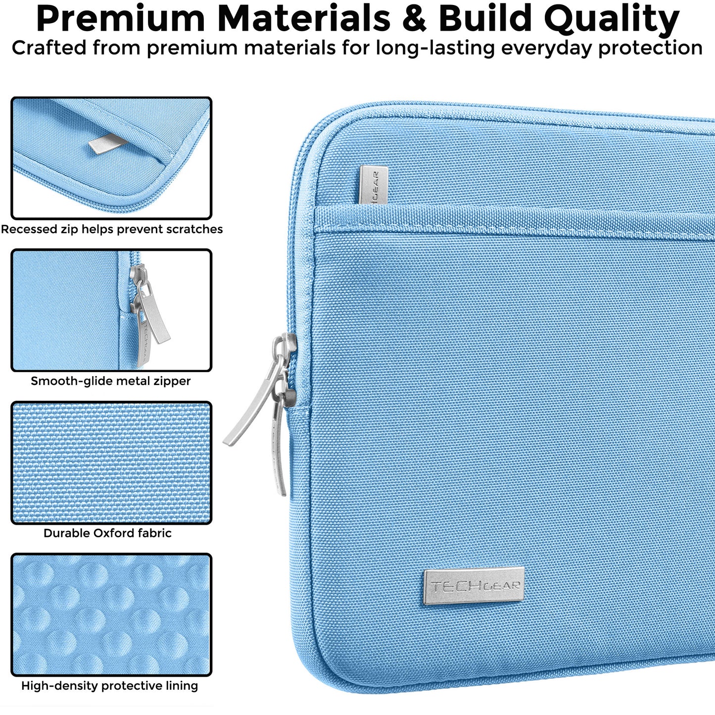 TECHGEAR AirShock Universal Tablet Sleeve | Shockproof Protective Sleeve Case for 7-13 Inch Tablets | Water-Resistant Oxford Fabric with Front Storage Pocket