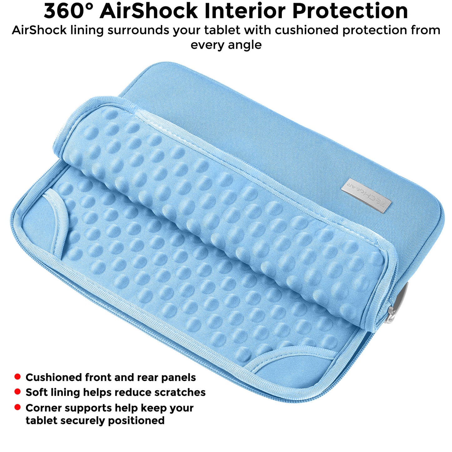 TECHGEAR AirShock Universal Tablet Sleeve | Shockproof Protective Sleeve Case for 7-13 Inch Tablets | Water-Resistant Oxford Fabric with Front Storage Pocket