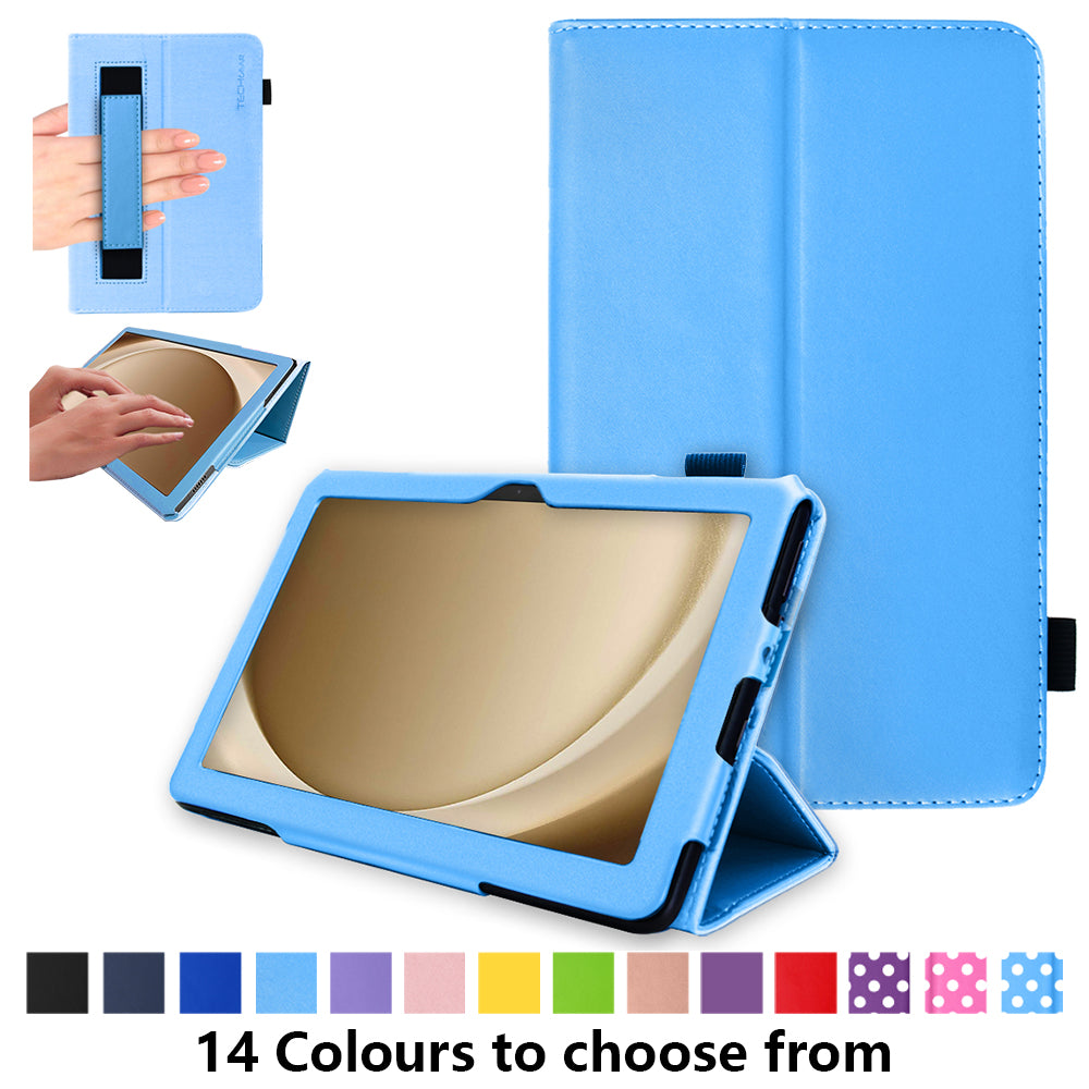 TECHGEAR Folio Case for Samsung Galaxy Tab A11+ & A9+ 11" (SM-X230/X236/X210/X215) – Leather Stand Cover with Hand Strap & Auto Sleep/Wake
