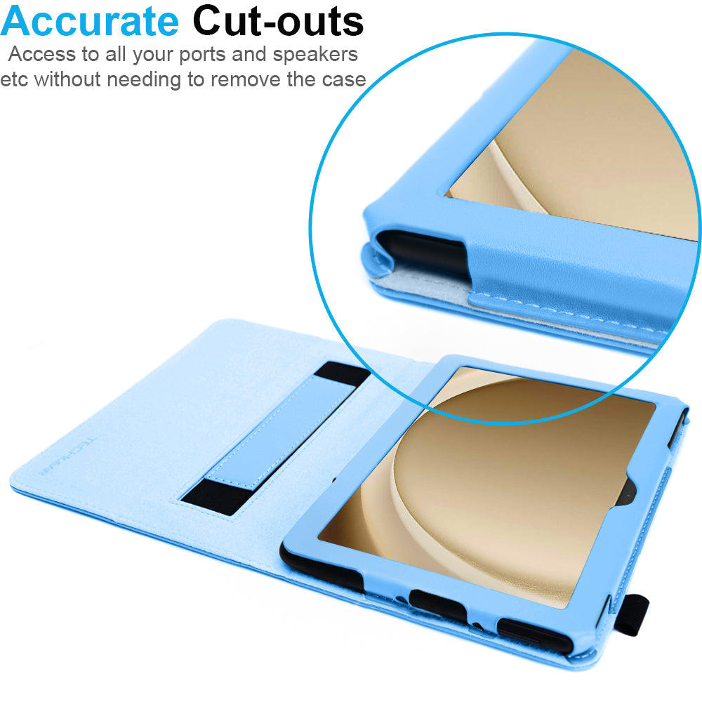 TECHGEAR Folio Case for Samsung Galaxy Tab A11+ & A9+ 11" (SM-X230/X236/X210/X215) – Leather Stand Cover with Hand Strap & Auto Sleep/Wake